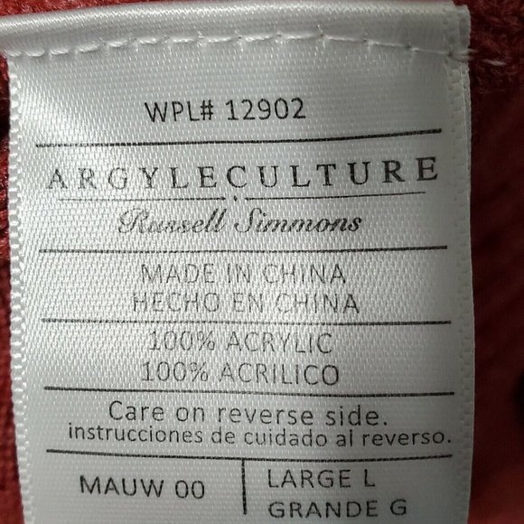 Argyle Culture by Russel Simmons Ombre Acrylic Sweater Red Men's Large - Picture 6 of 7